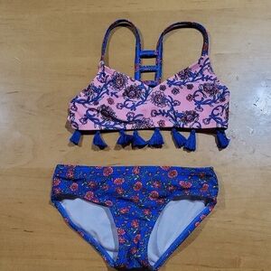 Art Class Pink and Blue Floral Bikini Set